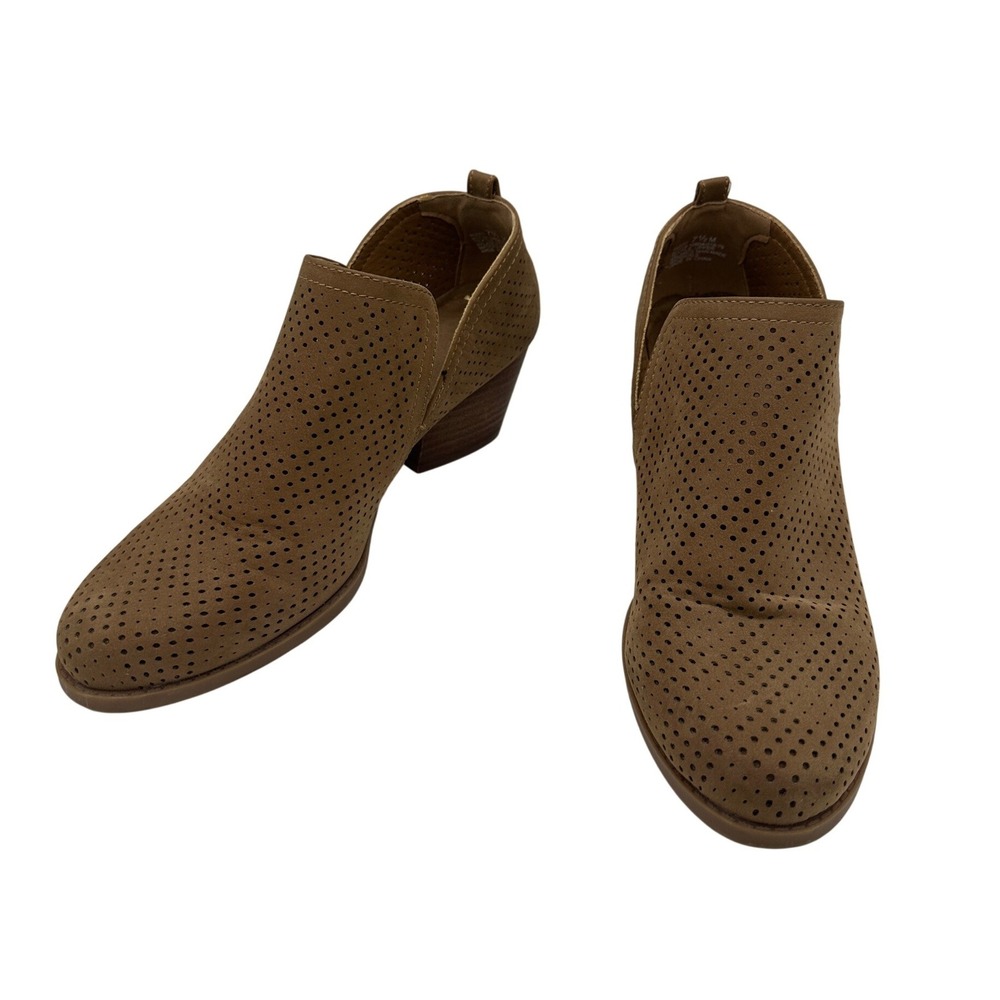 Baretraps Rizzo‎ Booties Womens 7.5 Brown Good Perforated Cutout Stacked Heel